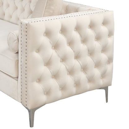 Canapé sectionnel capitonné en velours pour salon