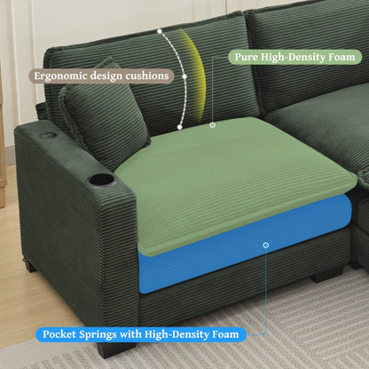 Canapé en L avec port USB et porte-gobelets