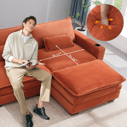 Canapé en L avec port USB et porte-gobelets