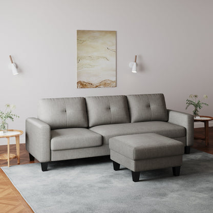 Canapé en L pour petits espaces - Canapé d'angle avec pouf