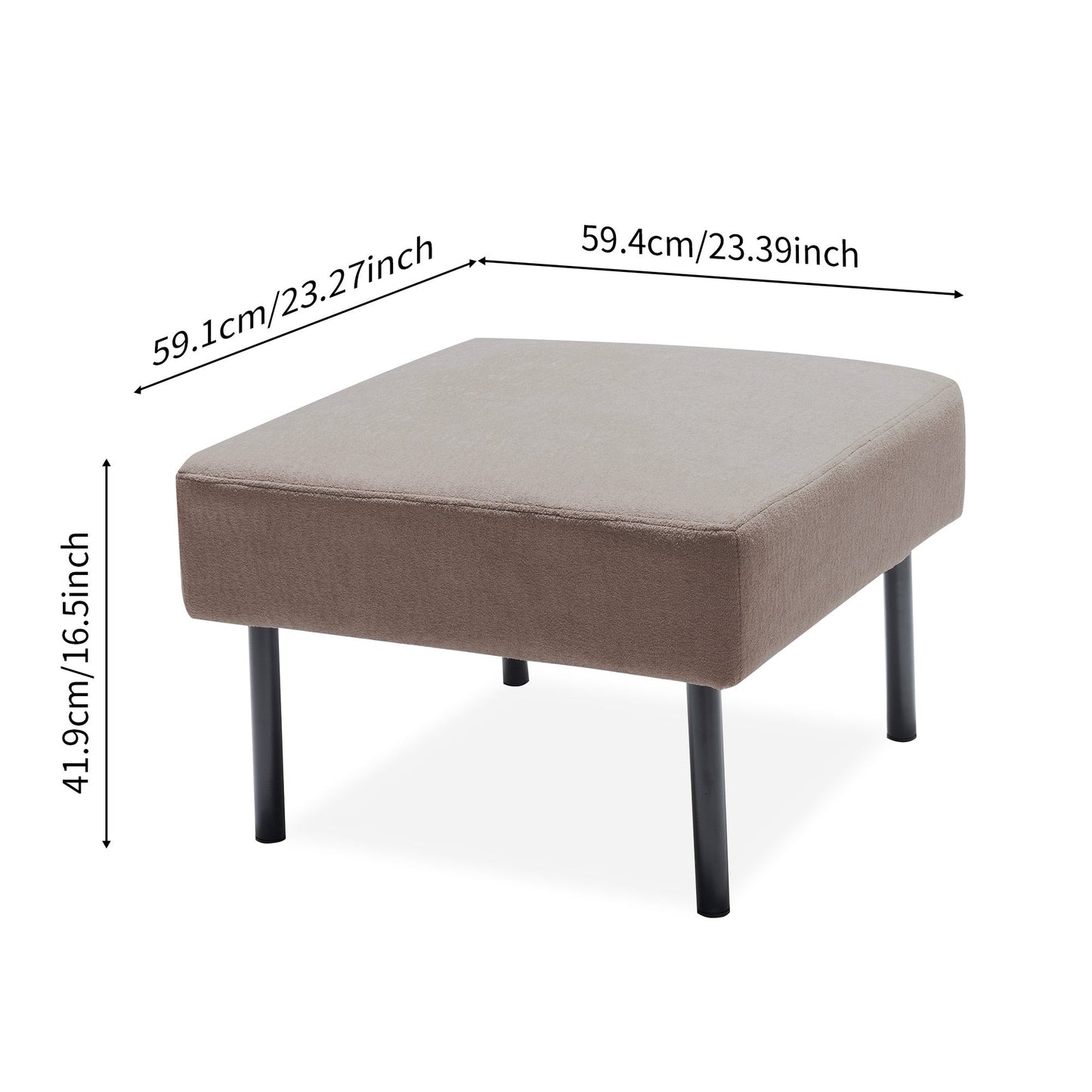 Canapé 2 places en L avec pouf, canapé causeuse moderne en tissu polyester, petit canapé confortable pour petits espaces