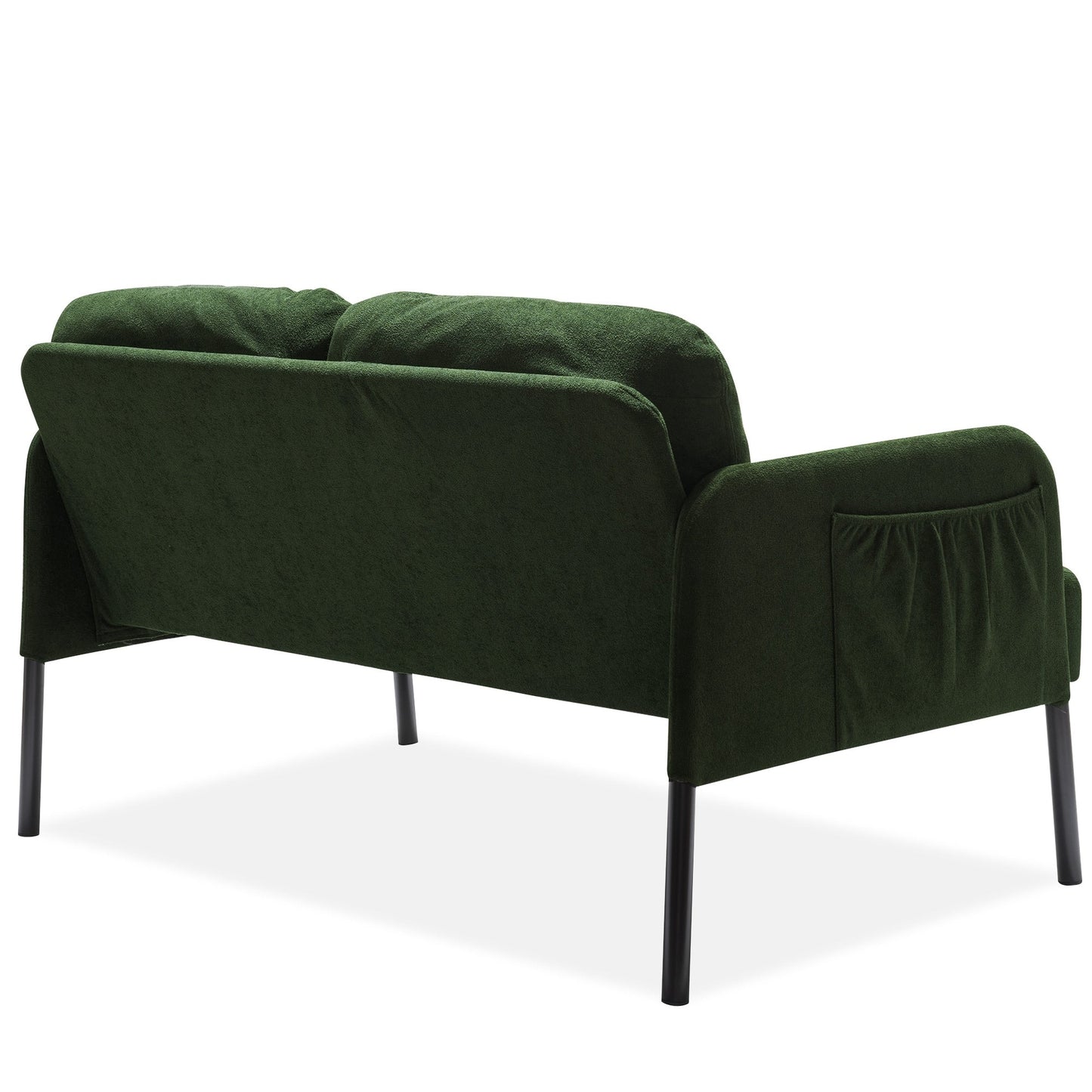 Canapé 2 places en L avec pouf, canapé causeuse moderne en tissu polyester, petit canapé confortable pour petits espaces