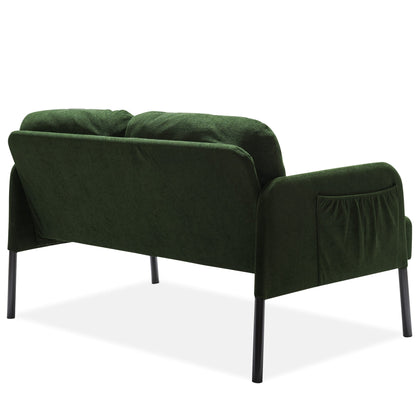 Canapé 2 places en L avec pouf, canapé causeuse moderne en tissu polyester, petit canapé confortable pour petits espaces