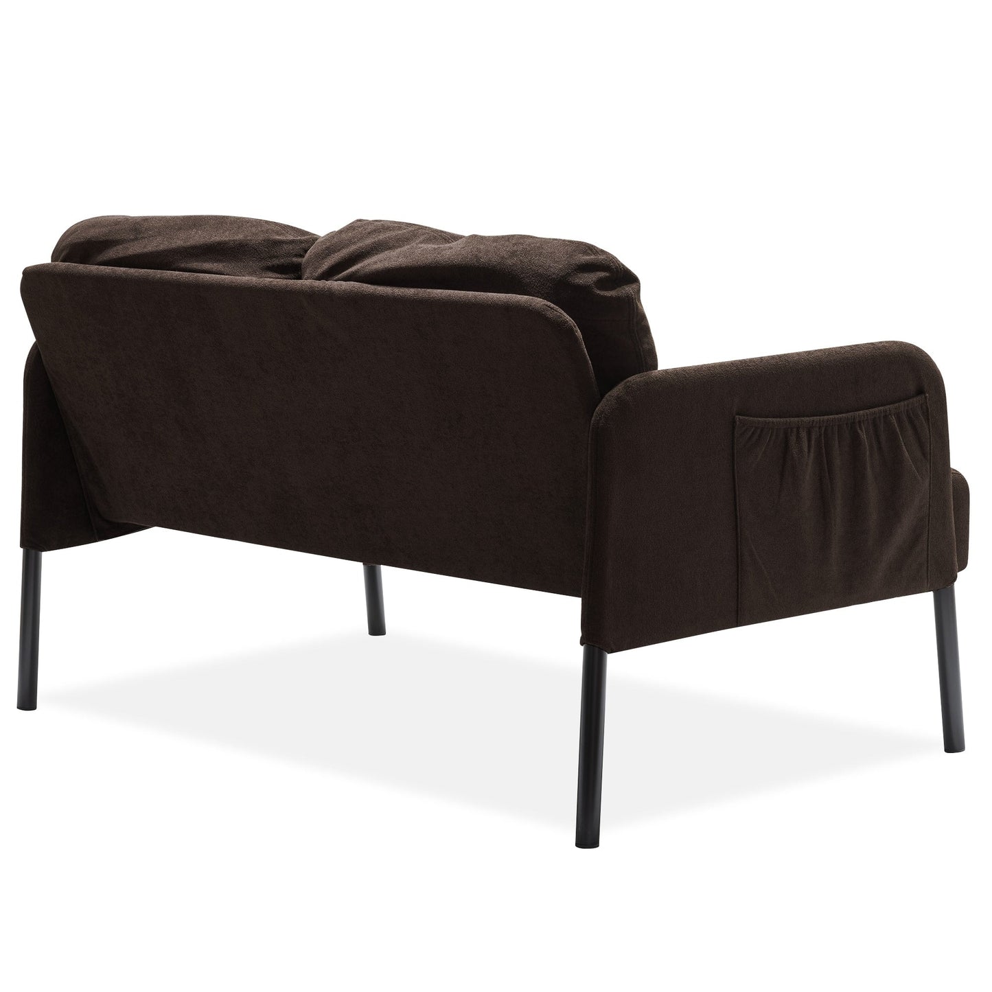 Canapé 2 places en L avec pouf, canapé causeuse moderne en tissu polyester, petit canapé confortable pour petits espaces