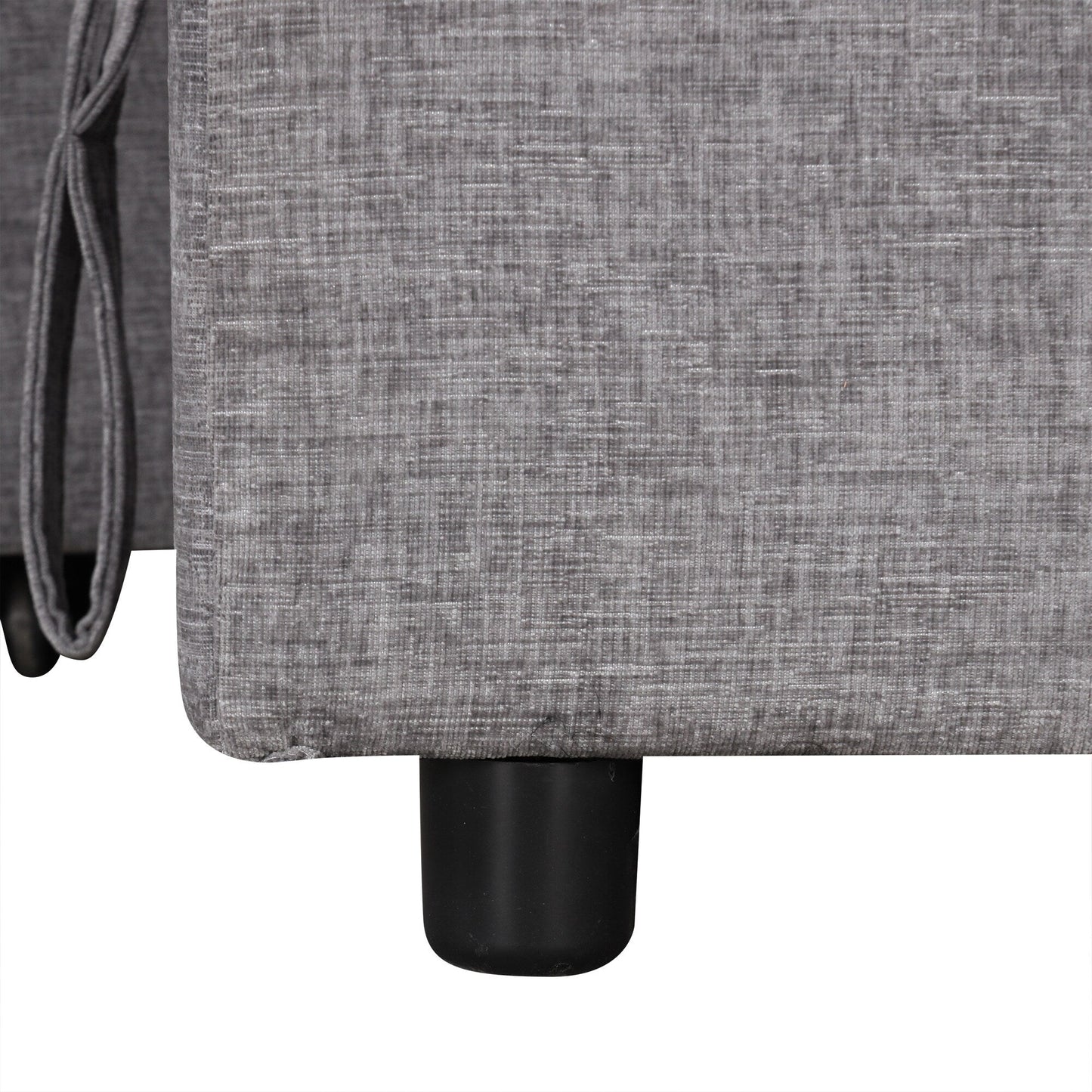 Canapé sectionnel 5 places en L avec pouf coulissant, porte-gobelets intégrés, port de chargement USB et coussins amovibles