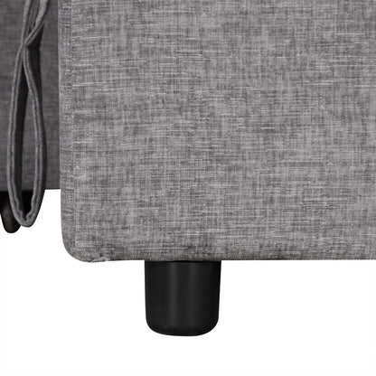 Canapé sectionnel 5 places en L avec pouf coulissant, porte-gobelets intégrés, port de chargement USB et coussins amovibles