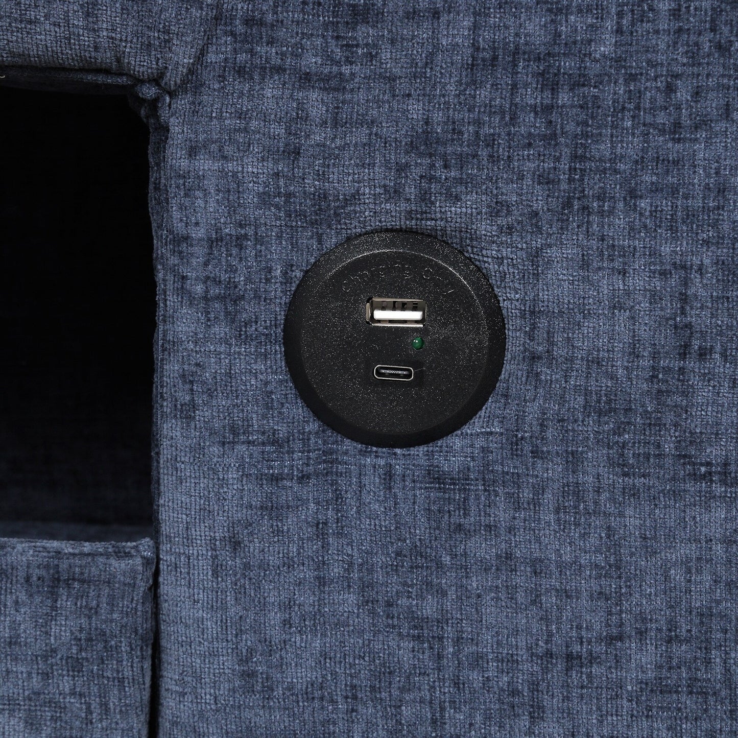 Canapé sectionnel 5 places en L avec pouf coulissant, porte-gobelets intégrés, port de chargement USB et coussins amovibles