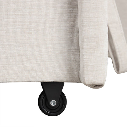 Canapé sectionnel 5 places en L avec pouf coulissant, porte-gobelets intégrés, port de chargement USB et coussins amovibles