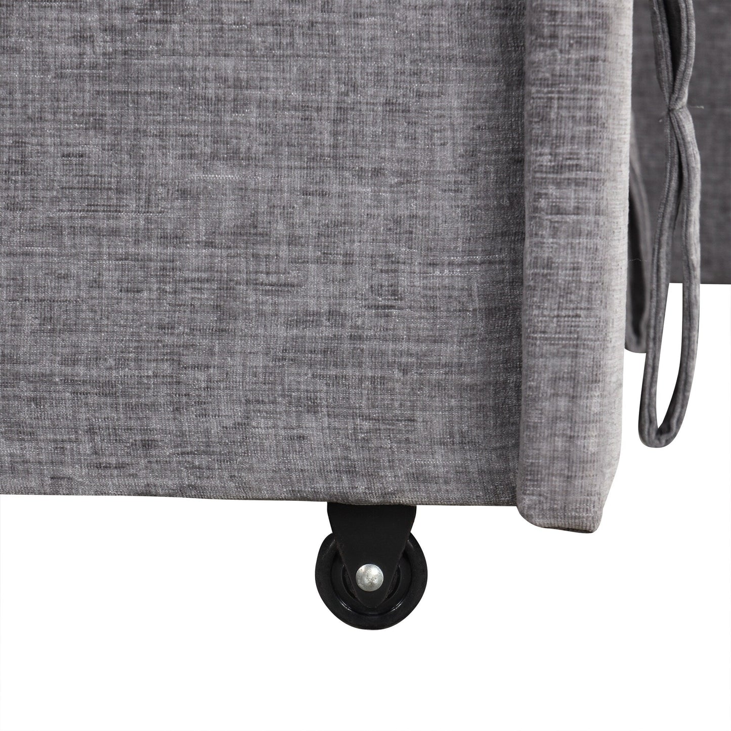 Canapé sectionnel 5 places en L avec pouf coulissant, porte-gobelets intégrés, port de chargement USB et coussins amovibles