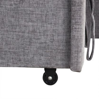 Canapé sectionnel 5 places en L avec pouf coulissant, porte-gobelets intégrés, port de chargement USB et coussins amovibles