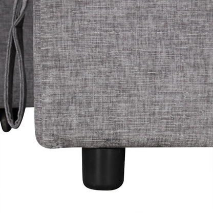 Canapé sectionnel 5 places en L avec pouf coulissant, porte-gobelets intégrés, port de chargement USB et coussins amovibles