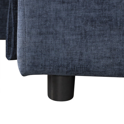 Canapé sectionnel 5 places en L avec pouf coulissant, porte-gobelets intégrés, port de chargement USB et coussins amovibles