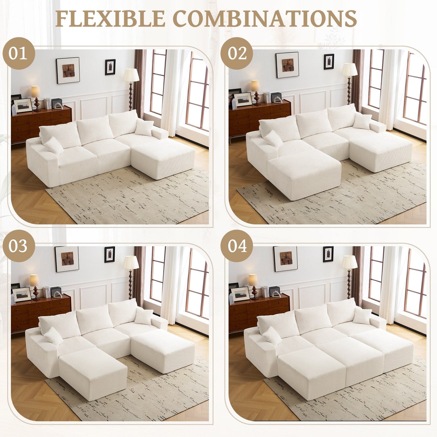 Canapé sectionnel en L Canapé modulaire ultra-doux à assise profonde