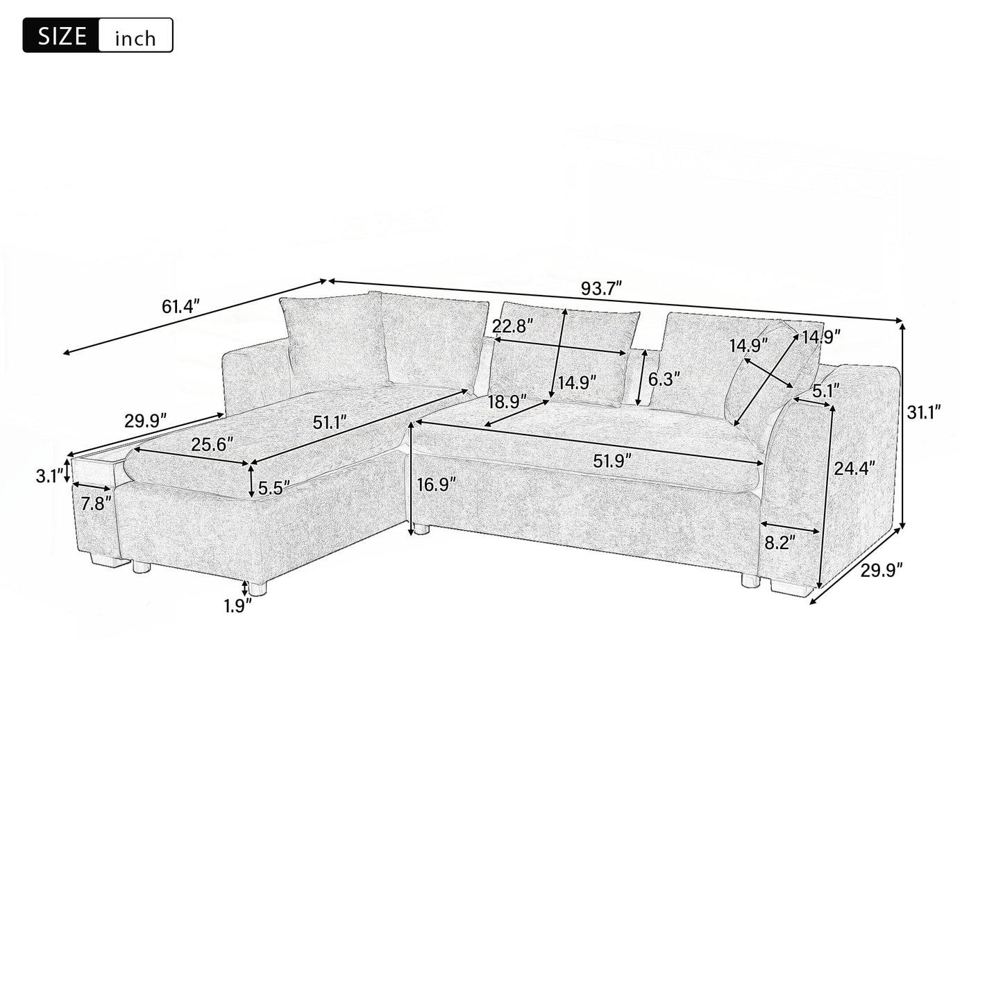 Canapé en L Canapé rembourré