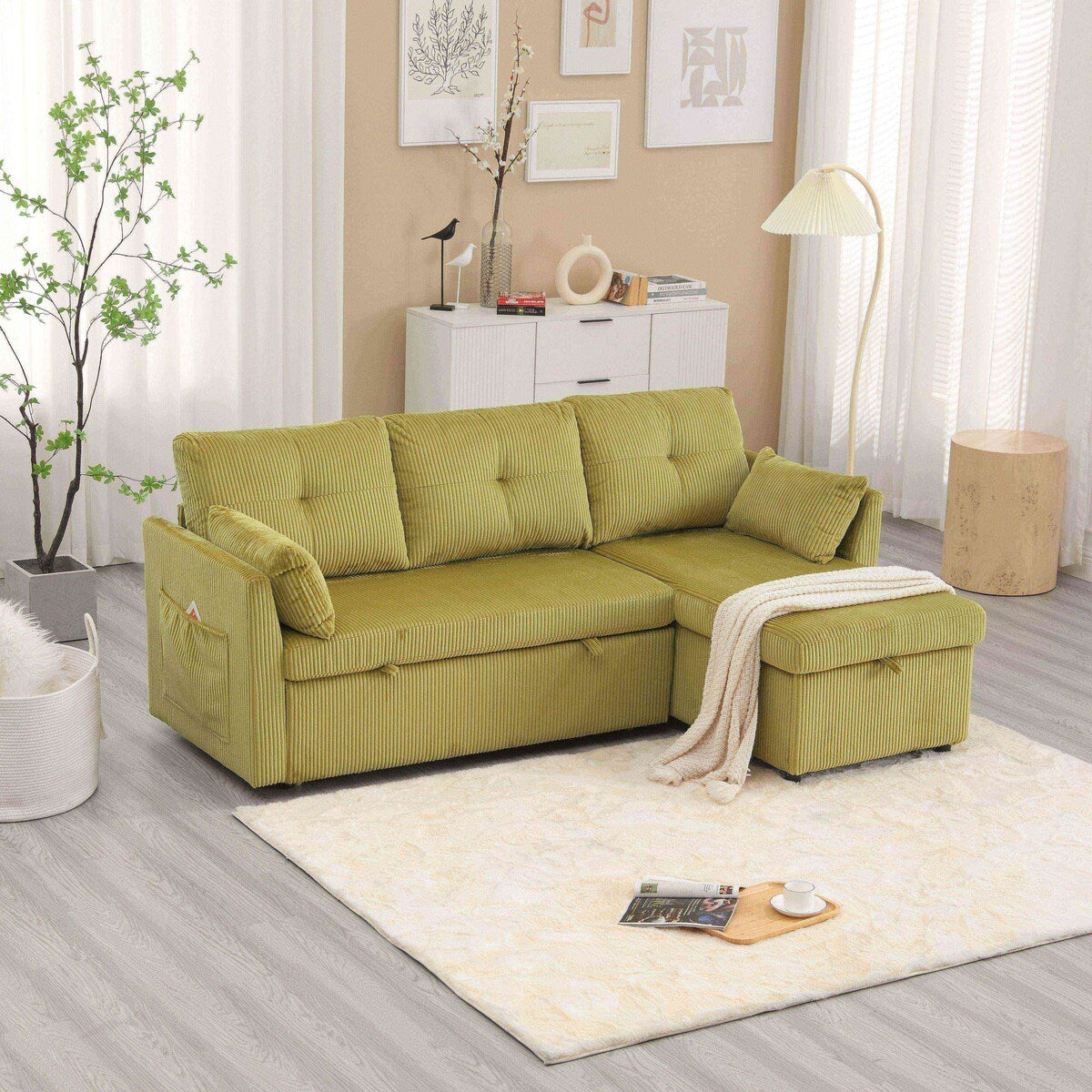 Le canapé d'assemblage de siège de rangement en forme de L se plie en fauteuil inclinable