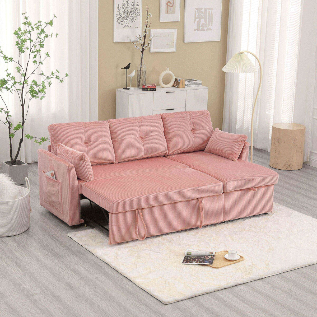 Le canapé d'assemblage de siège de rangement en forme de L se plie en fauteuil inclinable