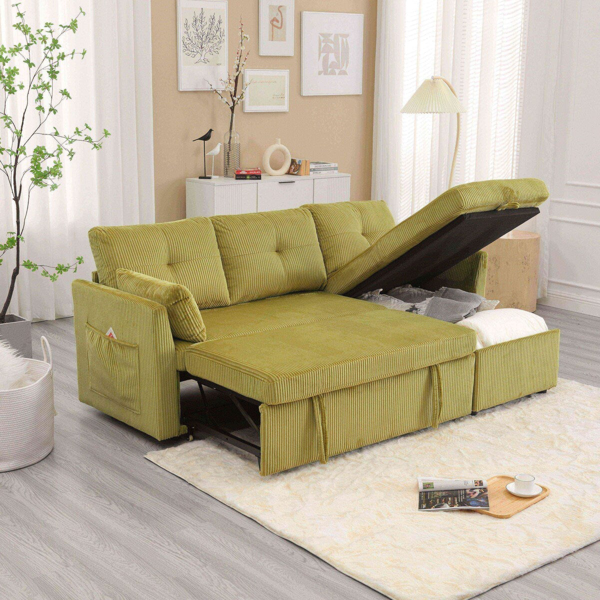 Le canapé d'assemblage de siège de rangement en forme de L se plie en fauteuil inclinable