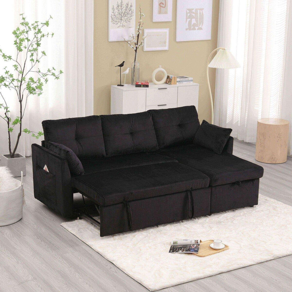 Le canapé d'assemblage de siège de rangement en forme de L se plie en fauteuil inclinable