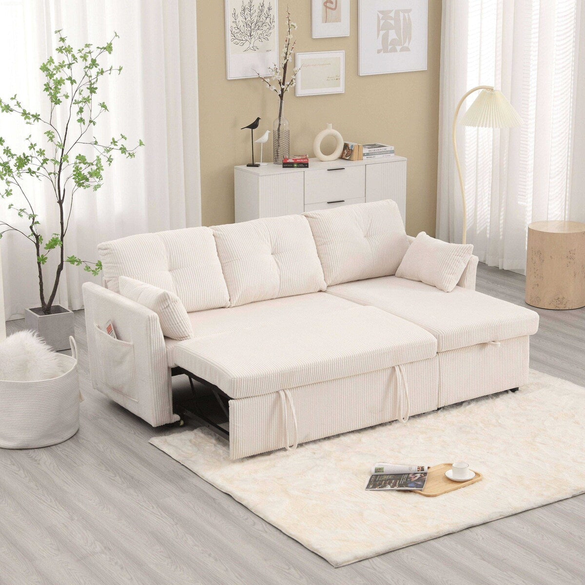 Le canapé d'assemblage de siège de rangement en forme de L se plie en fauteuil inclinable