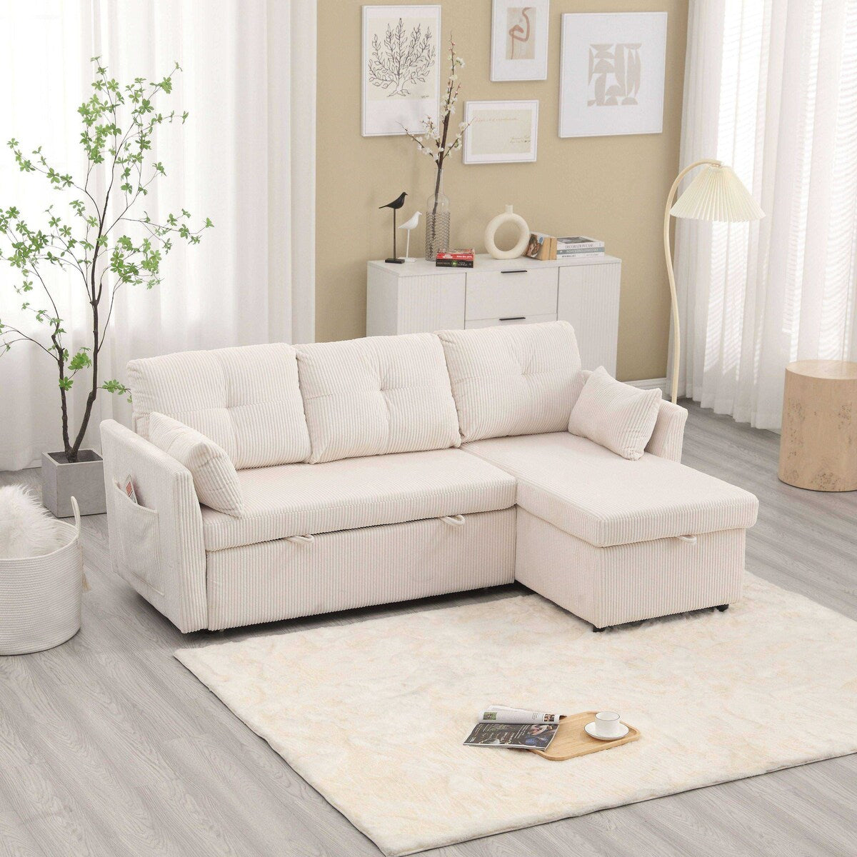 Le canapé d'assemblage de siège de rangement en forme de L se plie en fauteuil inclinable