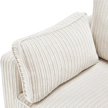 Canapé 3 places rectangulaire en velours côtelé LUE BONA 81, moderne, rembourré, en polyester, avec base en bois, pour le salon