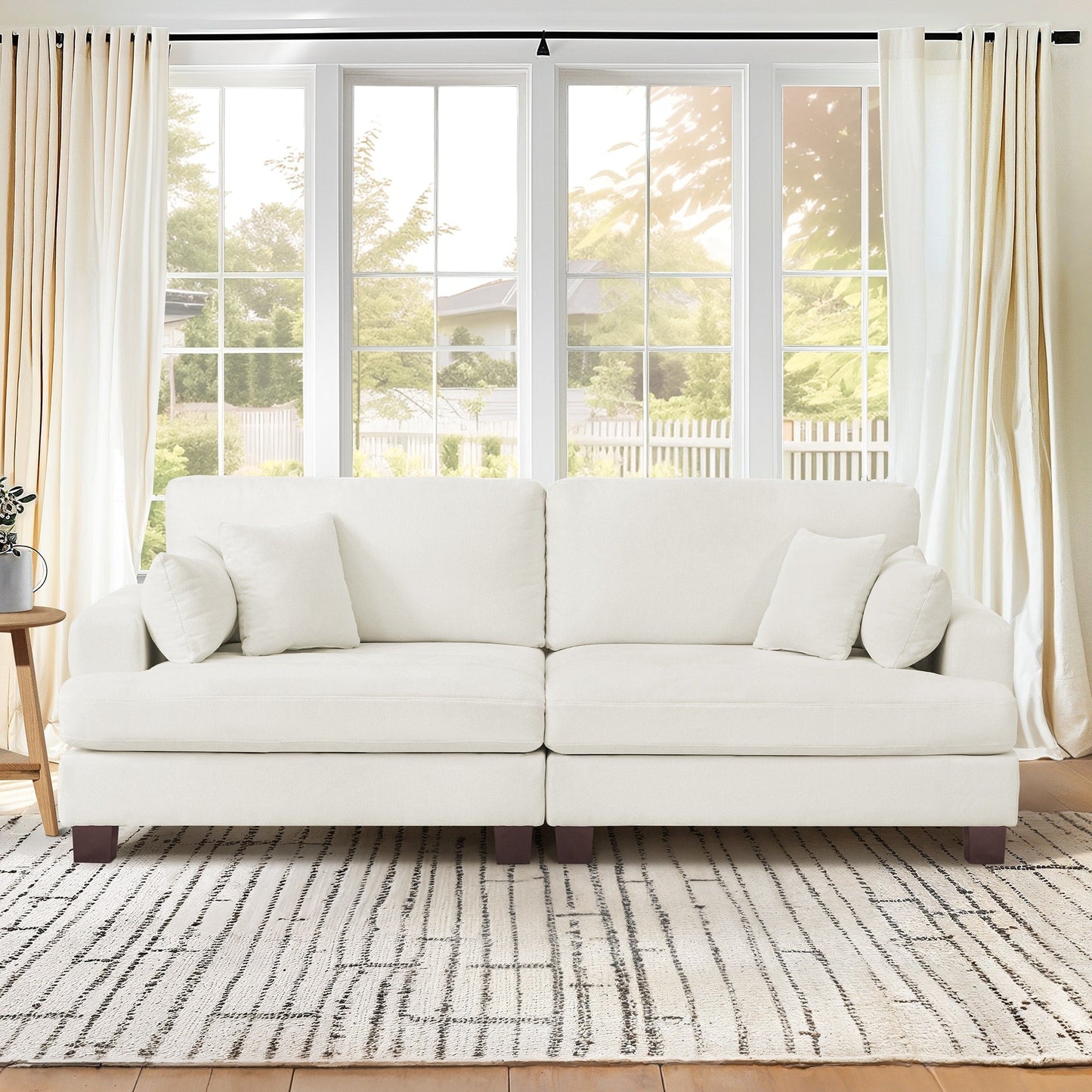 Canapé 3 places moderne rembourré LUE BONA de 87 pouces, design chenille pour le salon