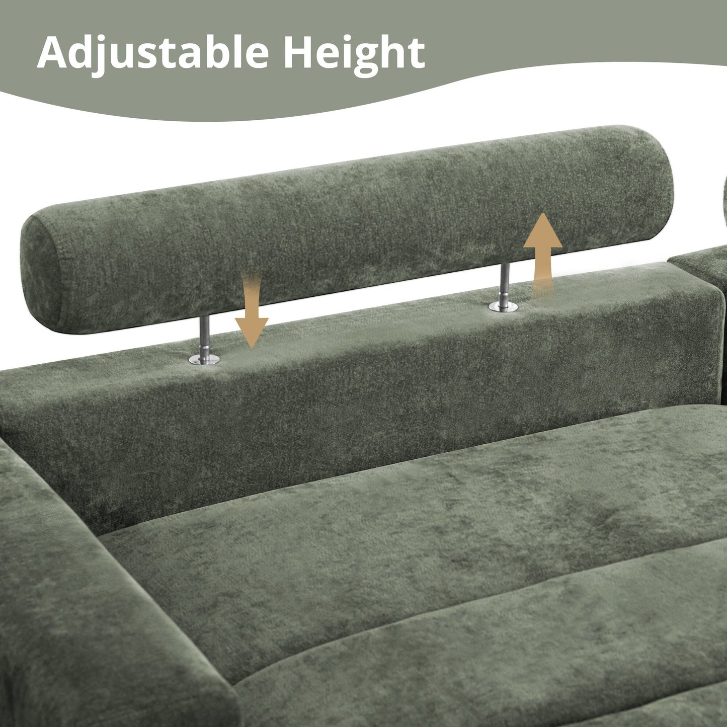 Canapé 3 places moderne rembourré LUE BONA de 87 pouces, design chenille pour le salon