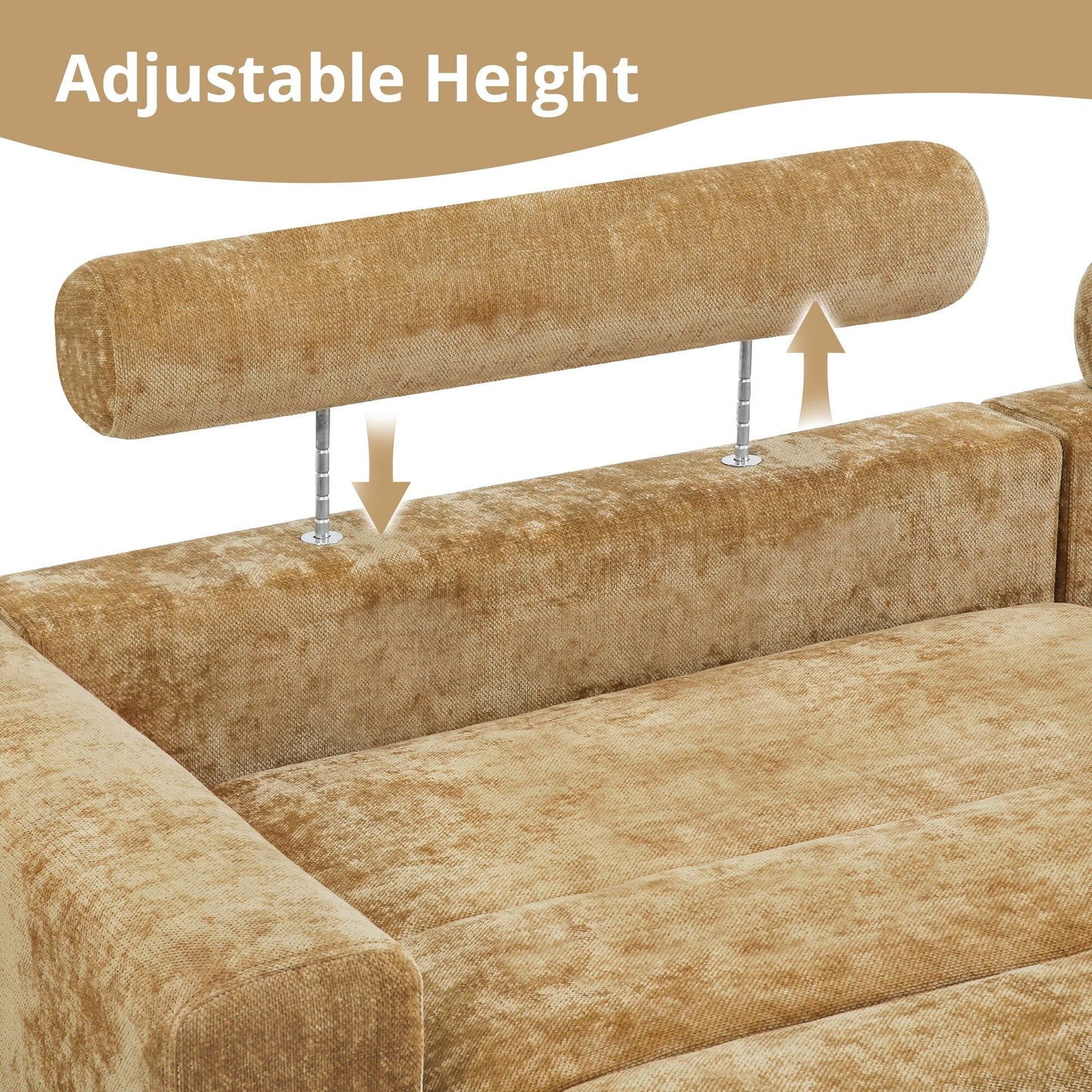 Canapé 3 places moderne rembourré LUE BONA de 87 pouces, design chenille pour le salon