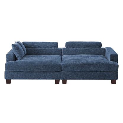 Canapé 3 places moderne rembourré LUE BONA de 87 pouces, design chenille pour le salon