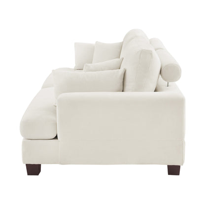 Canapé 3 places moderne rembourré LUE BONA de 87 pouces, design chenille pour le salon