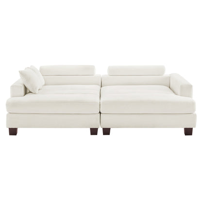 Canapé 3 places moderne rembourré LUE BONA de 87 pouces, design chenille pour le salon