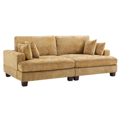 Canapé 3 places moderne rembourré LUE BONA de 87 pouces, design chenille pour le salon