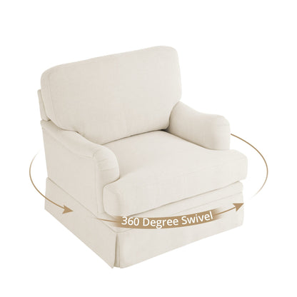 Fauteuil pivotant en tissu à assise profonde LUE BONA, fauteuil d'appoint de salon une place