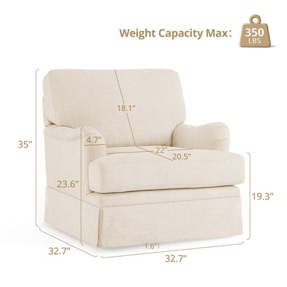 Fauteuil pivotant en tissu à assise profonde LUE BONA, fauteuil d'appoint de salon une place