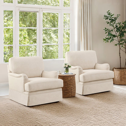 Fauteuil pivotant en tissu à assise profonde LUE BONA, fauteuil d'appoint de salon une place