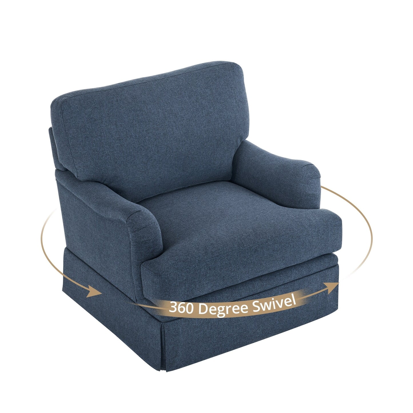 Fauteuil pivotant en tissu à assise profonde LUE BONA, fauteuil d'appoint de salon une place
