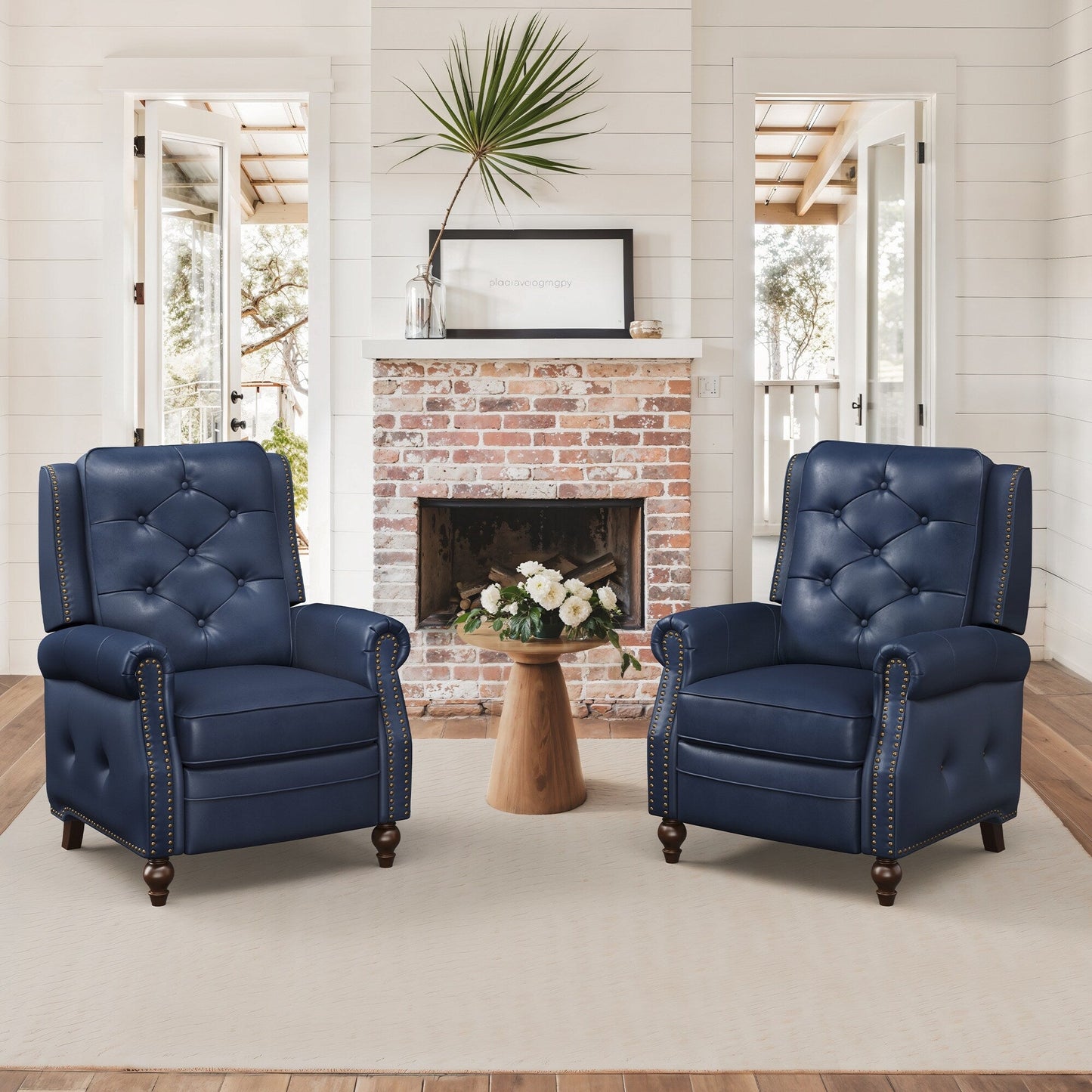 Fauteuil inclinable en cuir LUE BONA, ensemble de 2 chaises d'appoint pour salon