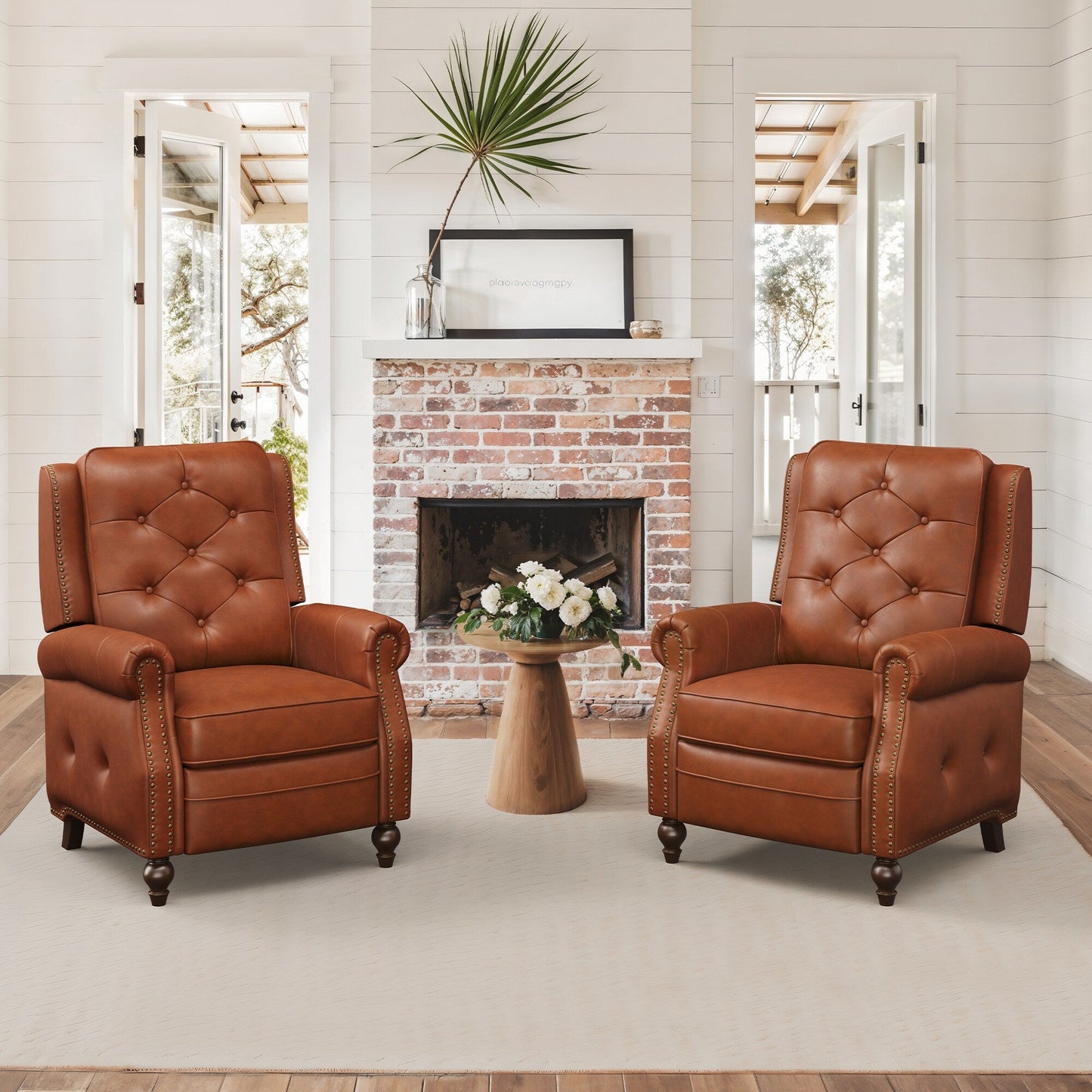 Fauteuil inclinable en cuir LUE BONA, ensemble de 2 chaises d'appoint pour salon