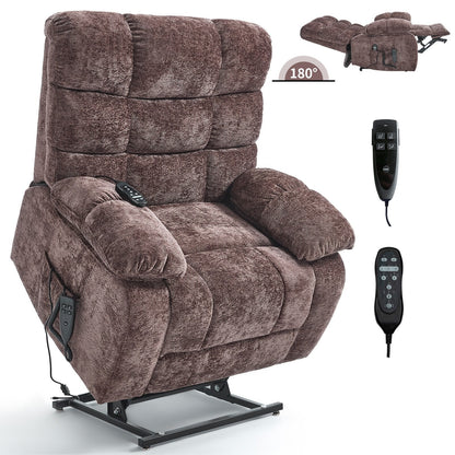 Grand fauteuil inclinable électrique à double moteur en chenille avec massage, chauffage et télécommande, positions infinies