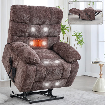 Grand fauteuil inclinable électrique à double moteur en chenille avec massage, chauffage et télécommande, positions infinies