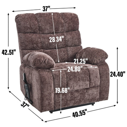Grand fauteuil inclinable électrique à double moteur en chenille avec massage, chauffage et télécommande, positions infinies