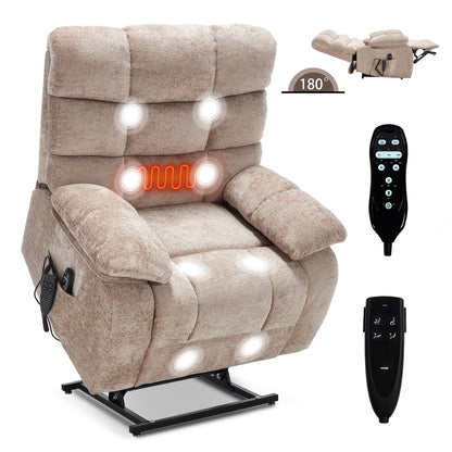 Grand fauteuil inclinable électrique à double moteur avec chauffage et massage, fauteuil inclinable simple de salon Lazy Boy avec télécommande électrique
