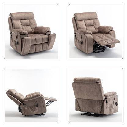 Grand fauteuil inclinable de massage électrique avec chauffage et porte-gobelet dissimulé