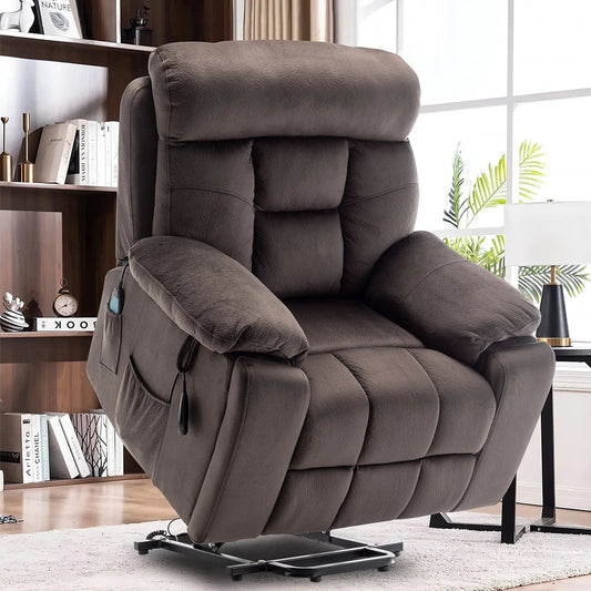 Grand fauteuil inclinable de massage électrique avec chauffage et porte-gobelet dissimulé