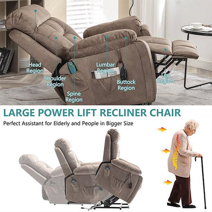 Grand fauteuil inclinable de massage électrique avec chauffage et porte-gobelet dissimulé