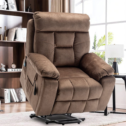 Grand fauteuil inclinable de massage électrique avec chauffage et porte-gobelet dissimulé
