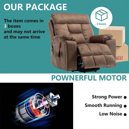 Grand fauteuil inclinable de massage électrique avec chauffage et porte-gobelet dissimulé