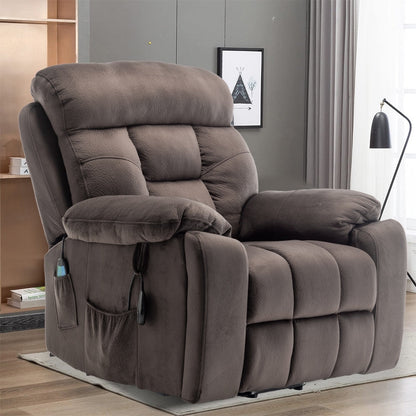 Grand fauteuil inclinable de massage électrique avec chauffage et porte-gobelet dissimulé