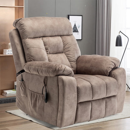 Grand fauteuil inclinable de massage électrique avec chauffage et porte-gobelet dissimulé