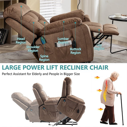 Grand fauteuil inclinable de massage électrique avec chauffage et porte-gobelet dissimulé